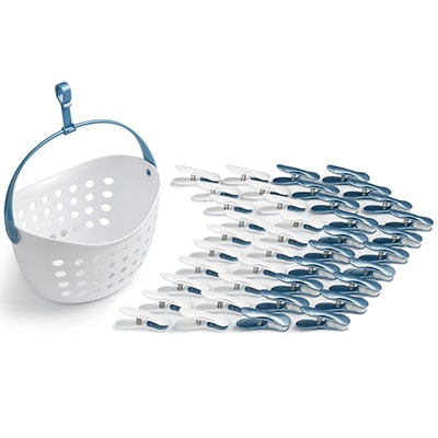40 pieces + 1 basket, black-white, white-black with basket white with handle black culiclean Peg Basket with Non Slip Laundry/Clothes Pegs/Soft Clip Pegs in Peg Basket 